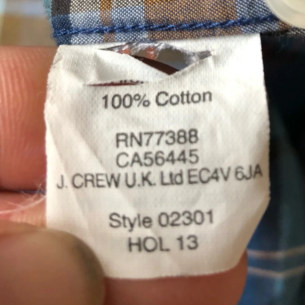 J. Crew Cotton Tartan Plaid Button Down Dress Shirt Slim Fit Size XL